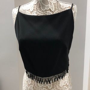 Tie Back Crop Top With Tassels